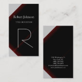 Pattern Black Grey Red Monogram Visitekaartje (Voorkant / Achterkant)