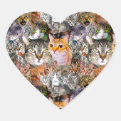 Pattern Cats Hart Sticker (Voorkant)