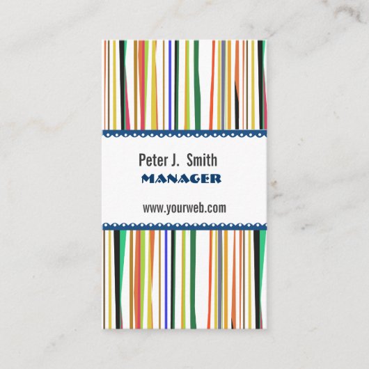 Pattern Colorful Office Manager Stripes Visitekaartje (Voorkant)