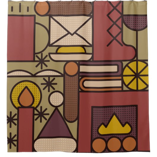 Pattern: cozy evening. Abstracische illustratie Douchegordijn (Voorkant)