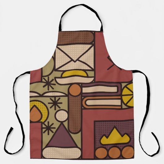 Pattern: cozy evening. Abstracische illustratie Schort (Voorkant)
