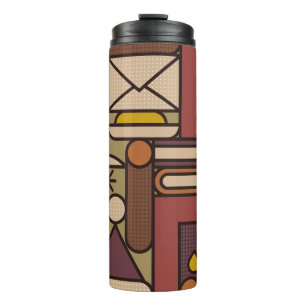 Pattern: cozy evening. Abstracische illustratie Thermosbeker