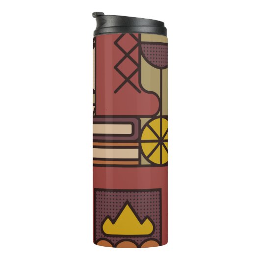 Pattern: cozy evening. Abstracische illustratie Thermosbeker (Geroteerd rechts)