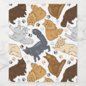 Pattern cute cat house cat, Maine Coon Wijn Etiket (Enkel label)