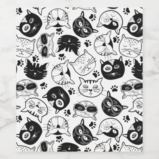 Pattern cute cat house cat, Maine Coon Wijn Etiket (Enkel label)