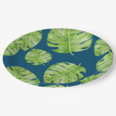 Pattern Cute Chic Banana Leaf Green Blue Papieren Bordje (Gekanteld)