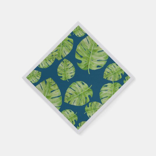 Pattern Cute Chic Banana Leaf Green Blue Servet (Hoek)