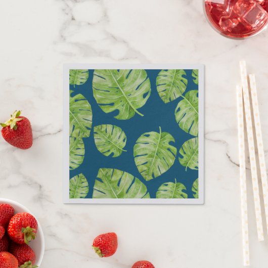 Pattern Cute Chic Banana Leaf Green Blue Servet (Insitu)