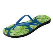 Pattern Cute Chic Banana Leaf Green Blue Teenslippers (Schuin)