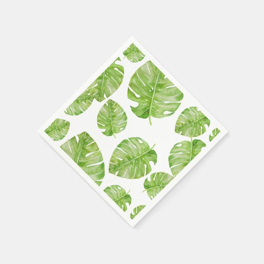 Pattern Cute Chic Banana Leaf Green White Servet (Hoek)
