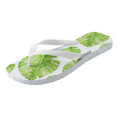 Pattern Cute Chic Banana Leaf Green White Teenslippers (Schuin)