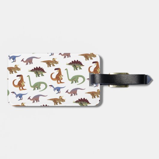 Pattern dino comic dinosaur bagagelabel (Achterkant horizontaal)