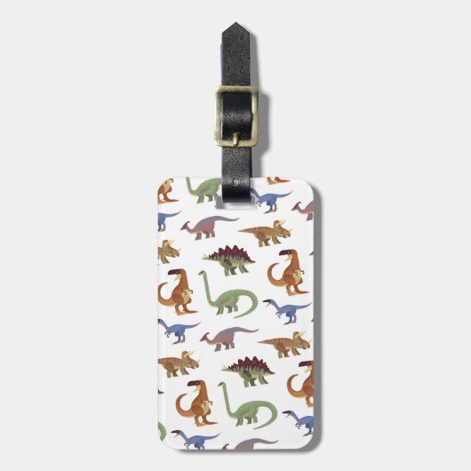 Pattern dino comic dinosaur bagagelabel (Voorkant verticaal)