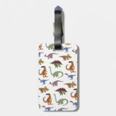 Pattern dino comic dinosaur bagagelabel (Achterkant verticaal)