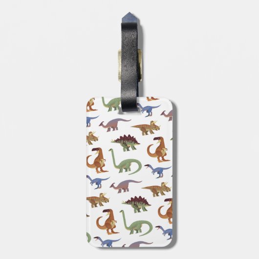 Pattern dino comic dinosaur bagagelabel (Achterkant verticaal)