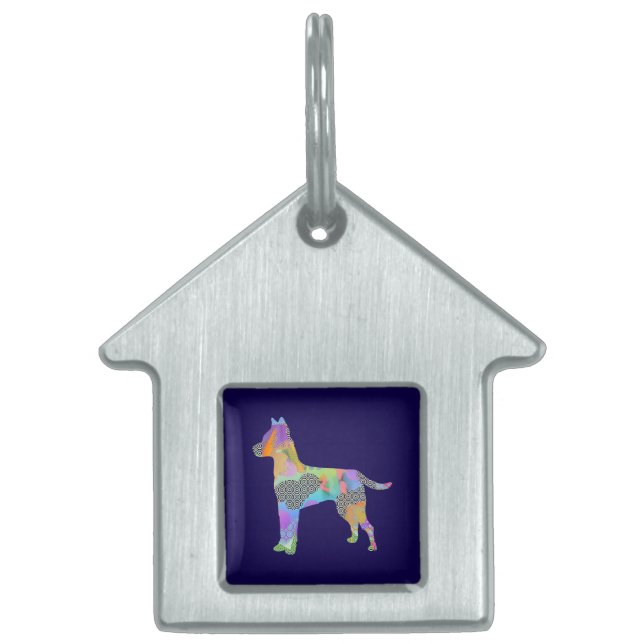 Pattern Dog House Huisdieren Naamplaatje (Voorkant)