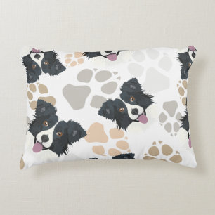 Pattern Dog Paws Border Collie Accent Kussen