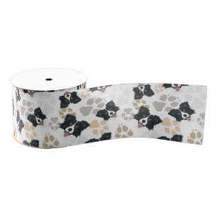 Pattern Dog Paws Border Collie Grosgrain Lint