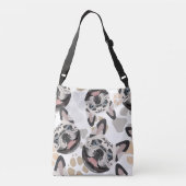 Pattern Dog Paws French Bulldog Crossbody Tas (Achterkant)