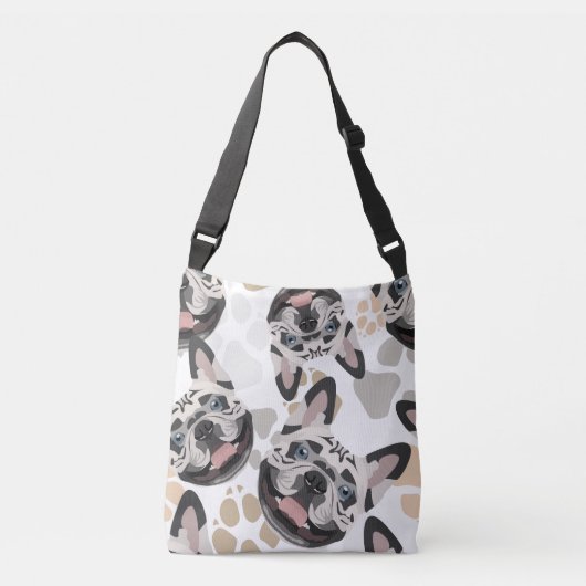 Pattern Dog Paws French Bulldog Crossbody Tas (Voorkant)