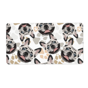 Pattern Dog Paws French Bulldog Etiket
