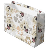 Pattern Dog Paws Golden Retriever Groot Cadeauzakje (Achterkant Gekanteld)