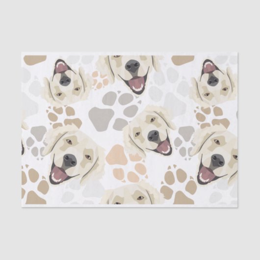 Pattern Dog Paws Golden Retriever Tissuepapier (Voorkant)