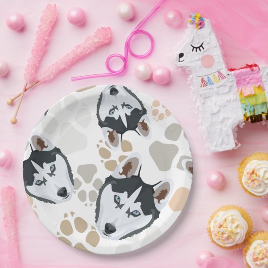 Pattern Dog paws Husky Papieren Bordje (Feest)