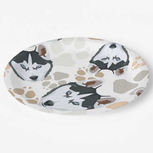 Pattern Dog paws Husky Papieren Bordje (Gekanteld)