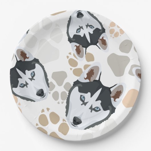 Pattern Dog paws Husky Papieren Bordje (Voorkant)