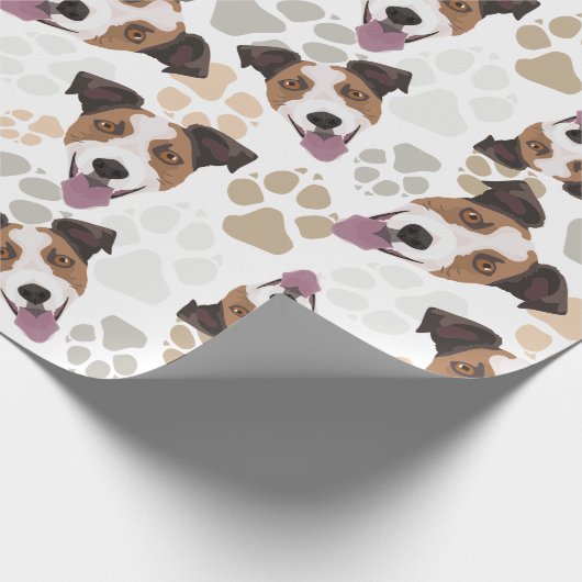 Pattern Dog Paws Jack Russell Terrier Cadeaupapier (Hoek)