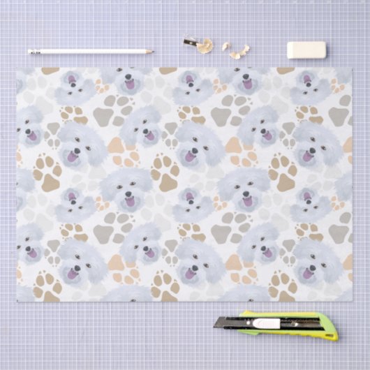 Pattern Dog Paws Maltese Tissuepapier (Craft)
