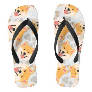 Pattern Dog Paws Shiba Inu Teenslippers