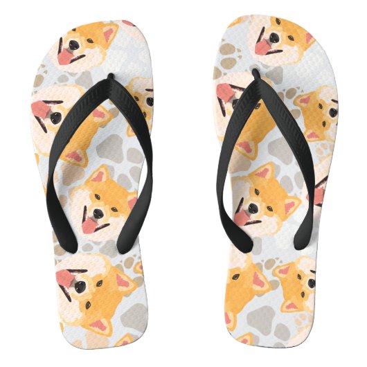 Pattern Dog Paws Shiba Inu Teenslippers (Voetbed)