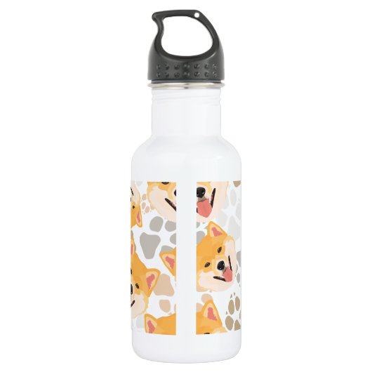 Pattern Dog Paws Shiba Inu Waterfles (Achterkant)