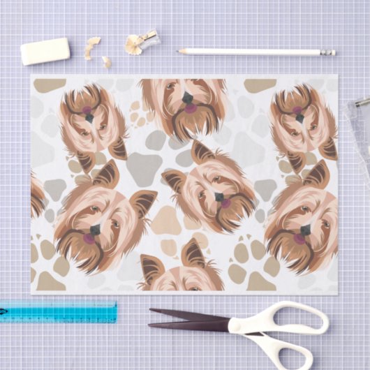 Pattern Dog Paws Yorkshire Terrier Tissuepapier (Craft)