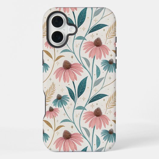 Pattern Echineceas Glitter iPhone Hoesje (Achterkant)