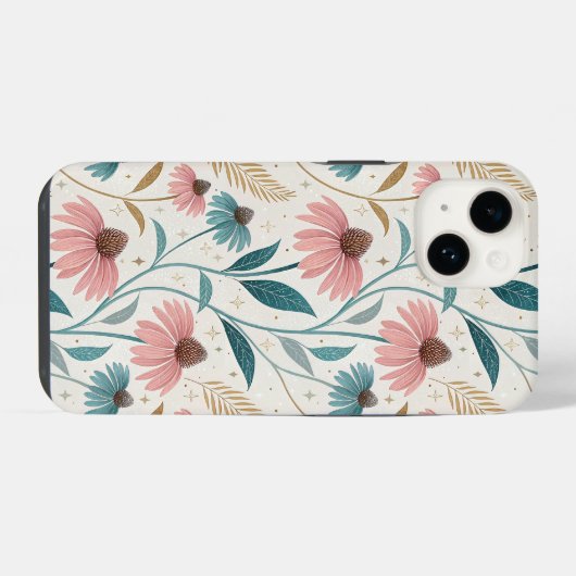 Pattern Echineceas Glitter iPhone Hoesje (Achterkant horizontaal)