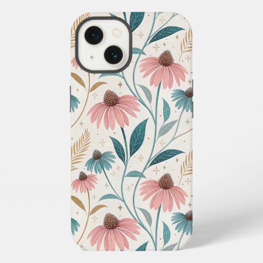 Pattern Echineceas Glitter iPhone Hoesje (Achterkant)