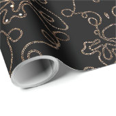 Pattern Elegant gold embellishing on black Wrapp Cadeaupapier (Rol Hoek)