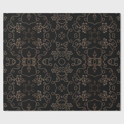 Pattern Elegant gold embellishing on black Wrapp Cadeaupapier (Vlak)