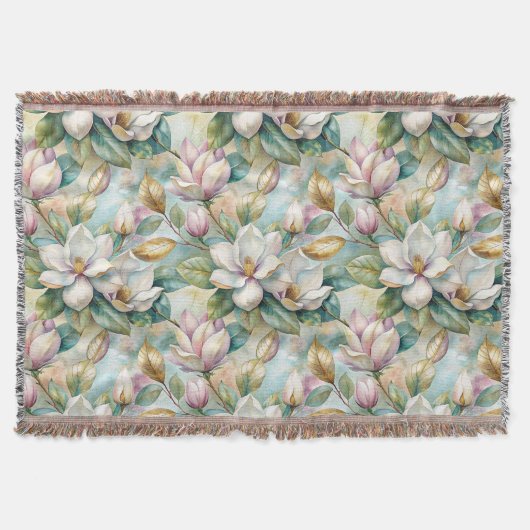 Pattern Elegant Magnolia Flowers Deken (Voorkant)
