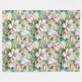 Pattern Elegant Magnolia Flowers Fleece Deken (Voorkant (Horizontaal))