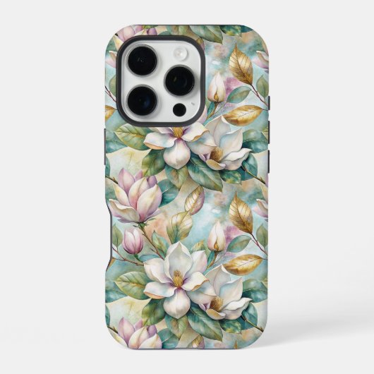 Pattern Elegant Magnolia Flowers iPhone Hoesje (Achterkant)