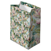 Pattern Elegant Magnolia Flowers Medium Cadeauzakje (Achterkant Gekanteld)