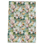 Pattern Elegant Magnolia Flowers Medium Cadeauzakje (Achterkant)