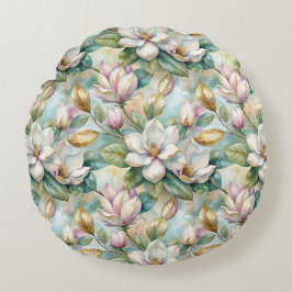 Pattern Elegant Magnolia Flowers Rond Kussen