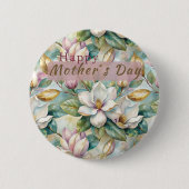 Pattern Elegant Magnolia Flowers Ronde Button 5,7 Cm (Voorkant)