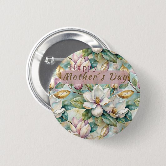 Pattern Elegant Magnolia Flowers Ronde Button 5,7 Cm (Voorkant /achterkant)