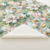 Pattern Elegant Magnolia Flowers Sherpa Deken (3/4)